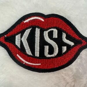 KISS Lips Patch Unisex OS Red New Embroidered Iron On Applique Rock